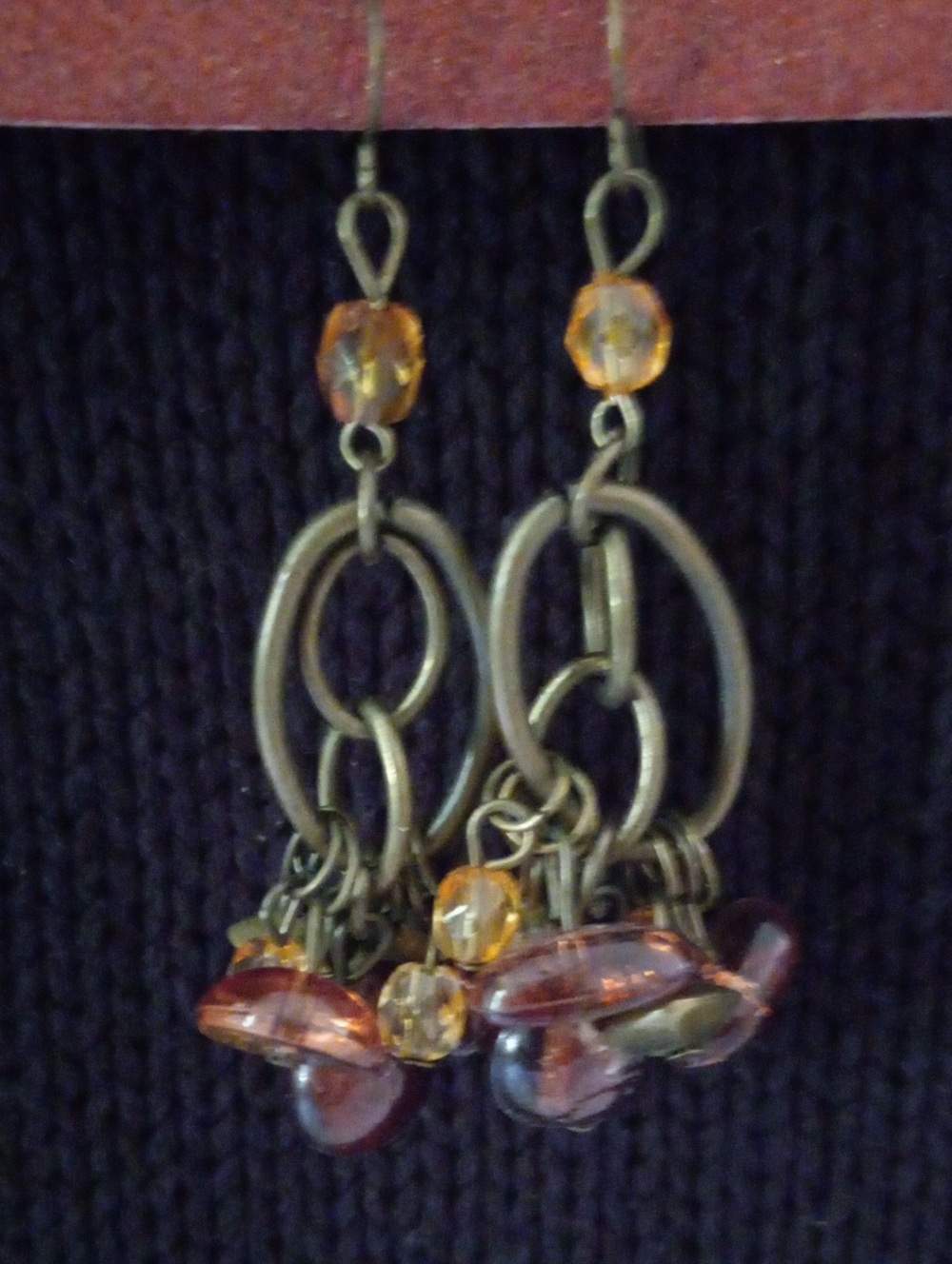 Antique Bronze Boho Chandelier Chandelier Drop Earrings Amber Beads